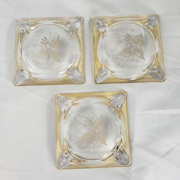 3 Mid Century Modern Georges Briard Glass Ashtrays with Sterling Silver Overlay - Picture 6 of 8